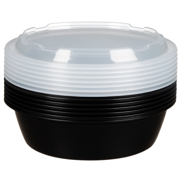 Round Plastic Food Container – 7" • 24 oz • White