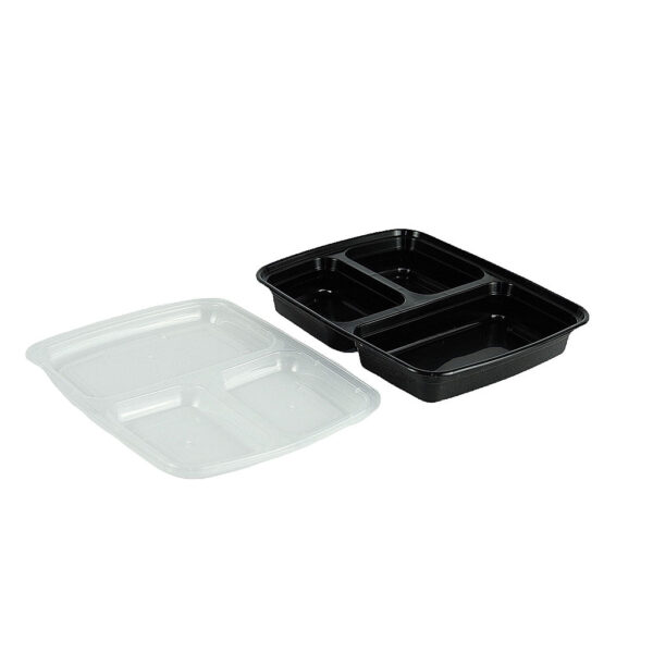 3 Comp BLK Microwave Container/Himson/150set with lid